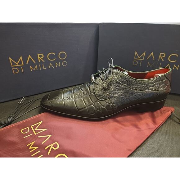 Marco Di Milano Fitipaldi Olive Genuine Alligator Skin Derby Dress Shoes Us 12M main image 8